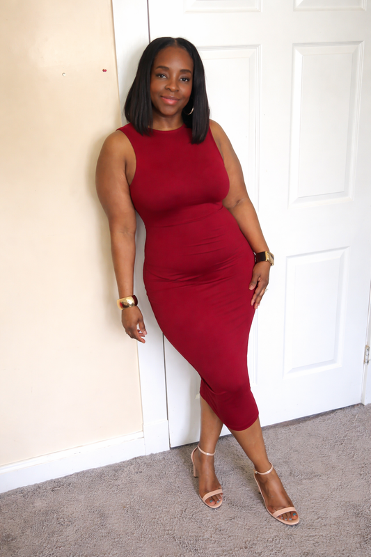 Burgundy Plain Dress