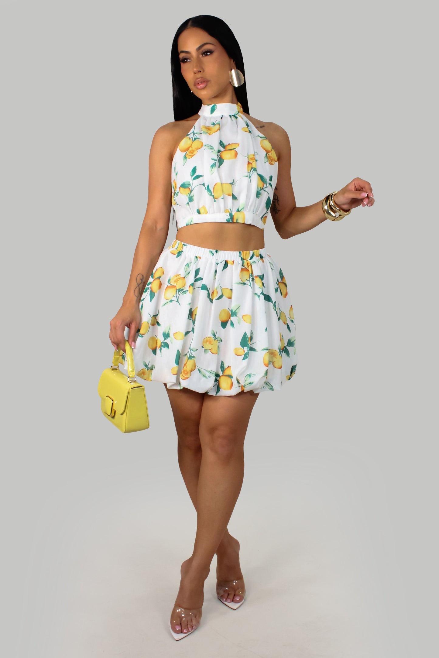 DANCING IN THE FESIVAL SKIRT SET - WHITE-MULTI