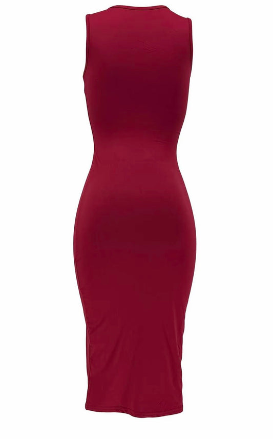 Burgundy Plain Dress