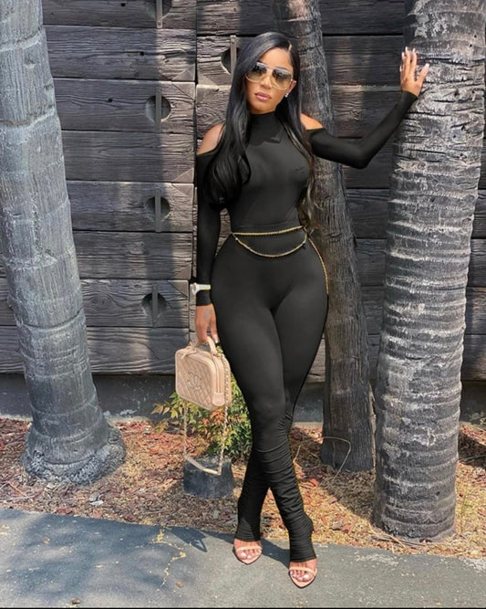 Jumpsuit Long Sleeve Stacked Jumpsuit